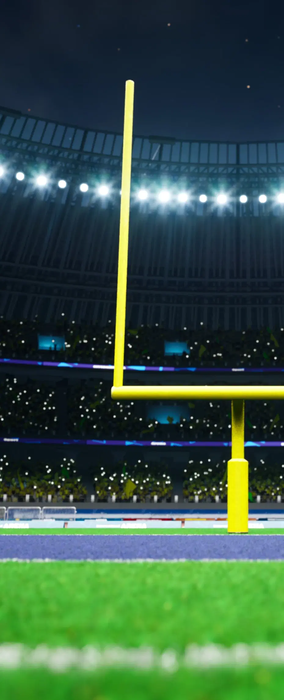 Stadium field goal posts at night