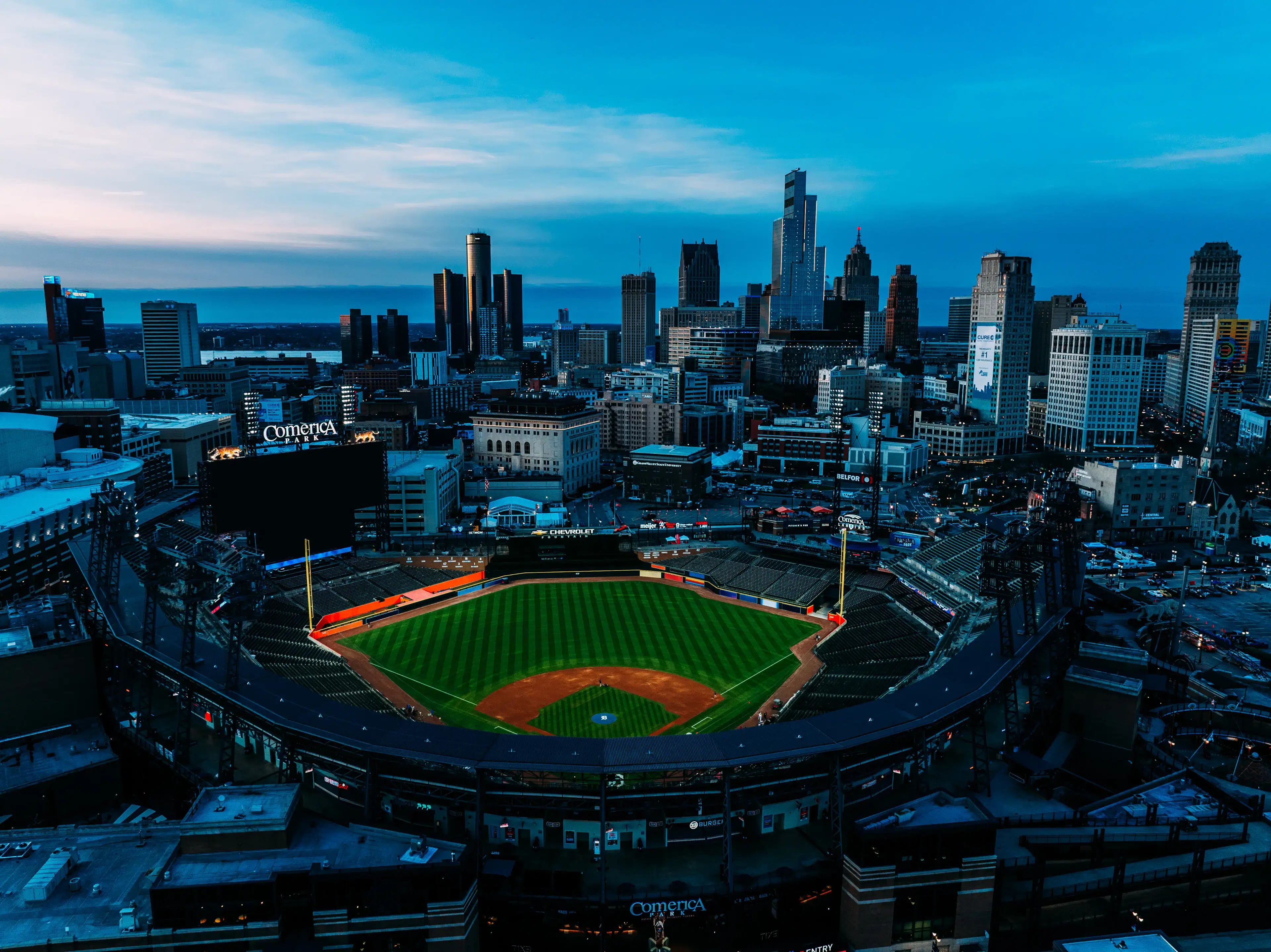 Birds eye view of Comerica Park